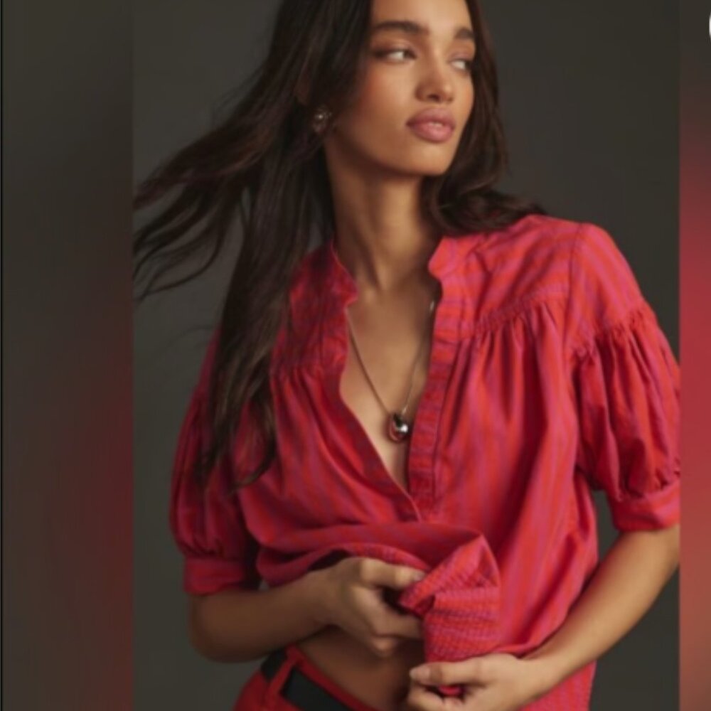 Brand New Women's by Anthropologie The Darcey Popover Swing Top